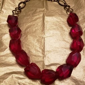 Beautiful chunky red glass bead necklace.